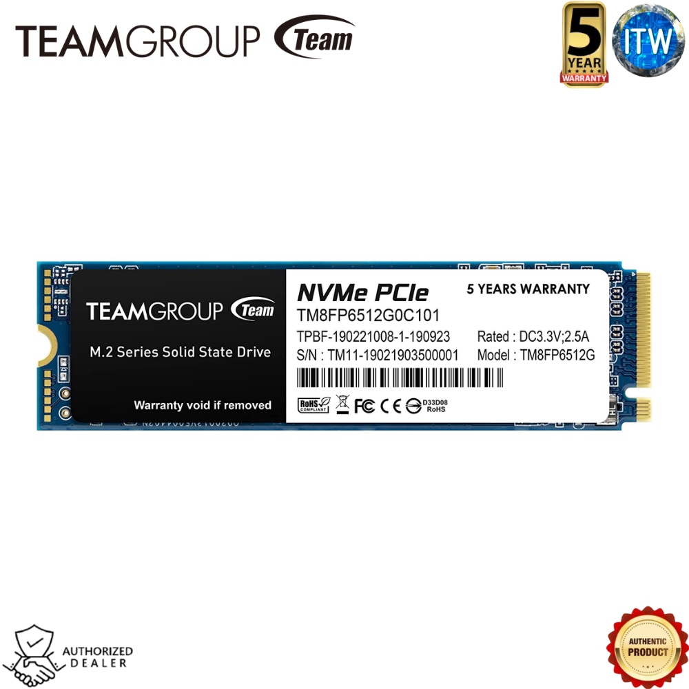 TEAMGROUP MP33 512GB SLC Cache 3D NAND NVMe 1.3 PCIe Gen3x4 M.2 2280 Internal SSD (TM8FP6512G0C101)