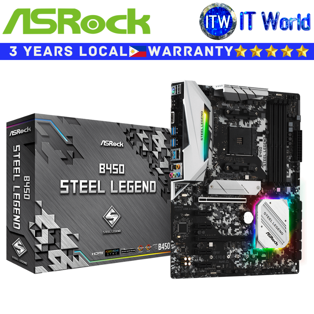 ASRock Motherboard B450 Steel Legend ATX AM4 DDR4