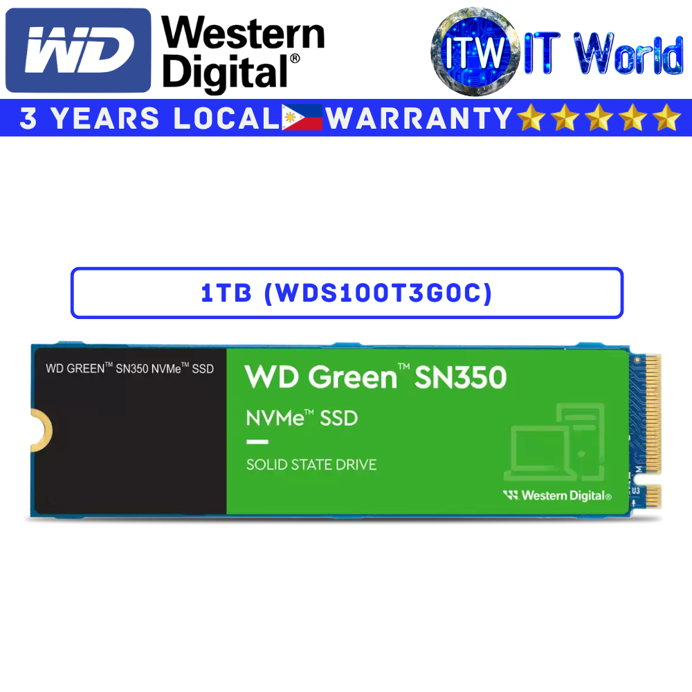 Western Digital 1TB M 2 NVMe SSD M2 NVMe SSD WD Green SN350 M.2 2280 NVMe PCIe Gen3x4 (WDS100T3G0C)