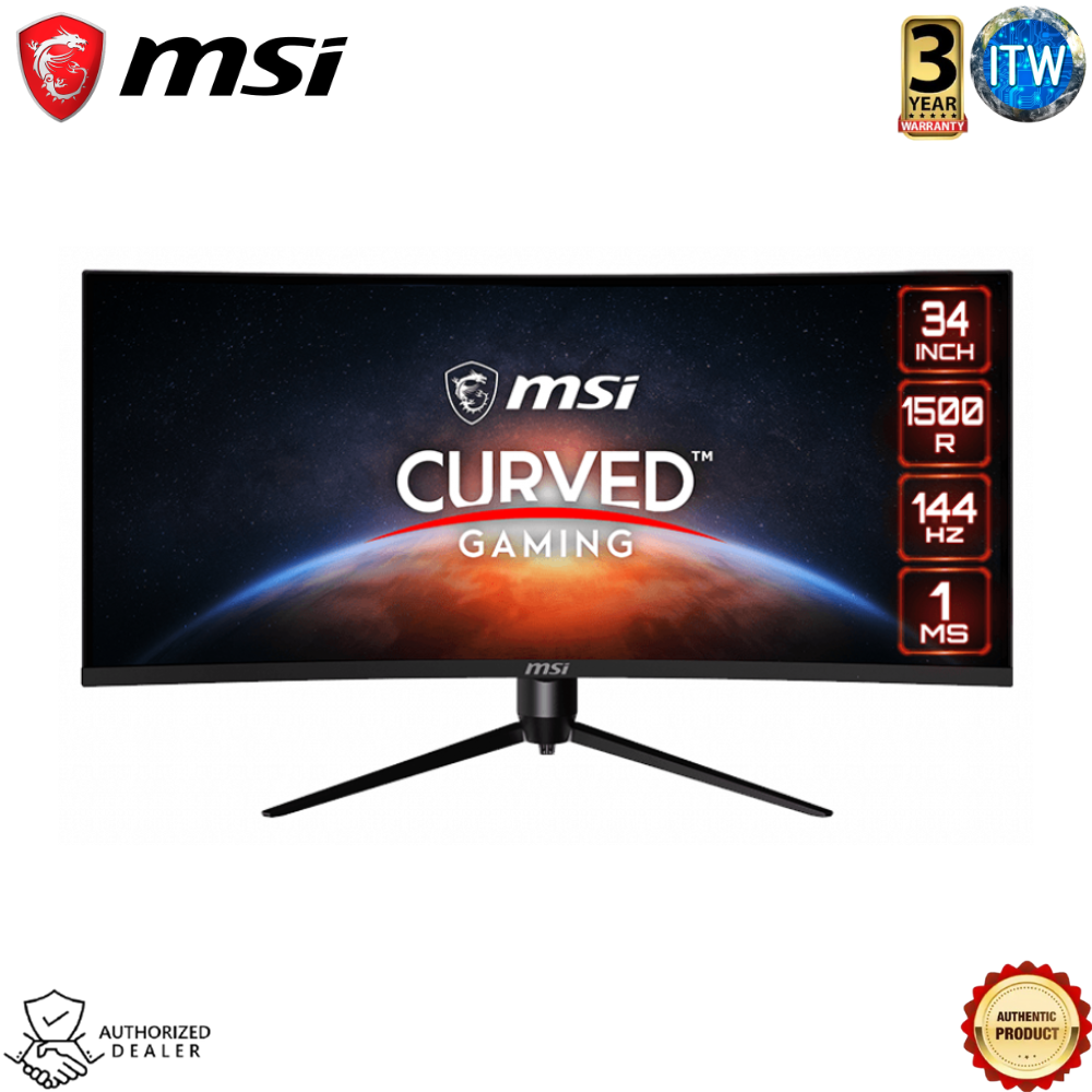 Msi Optix MAG342CQR - 34&quot;, 3440 x 1440 (UWQHD), VA Panel, Anti-glare, Adaptive-Sync Monitor