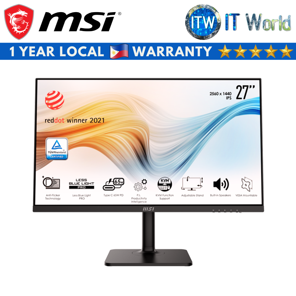 MSI Modern MD272QP / 27&quot; WQHD / 75Hz / IPS / 4ms / Anti-Glare Business Productivity Monitor