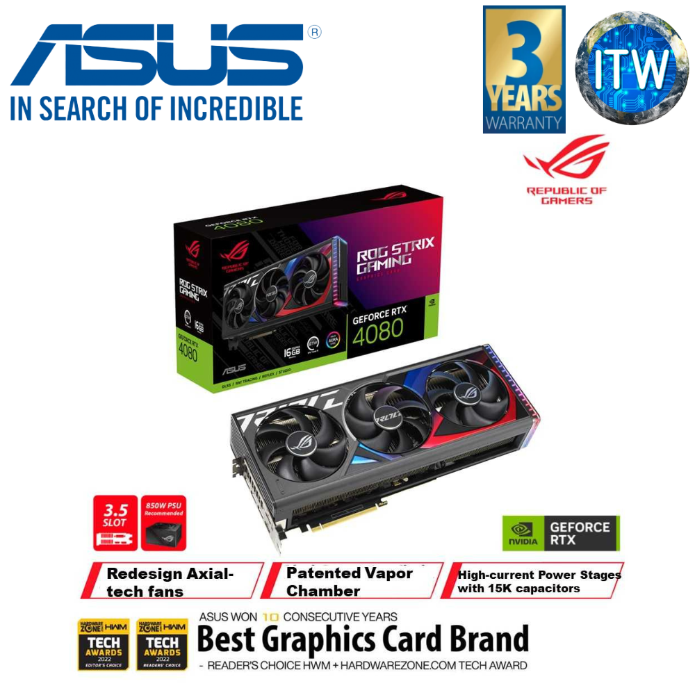 ASUS ROG Strix GeForce RTX 4080 16GB GDDR6X OC Edition Graphic Card