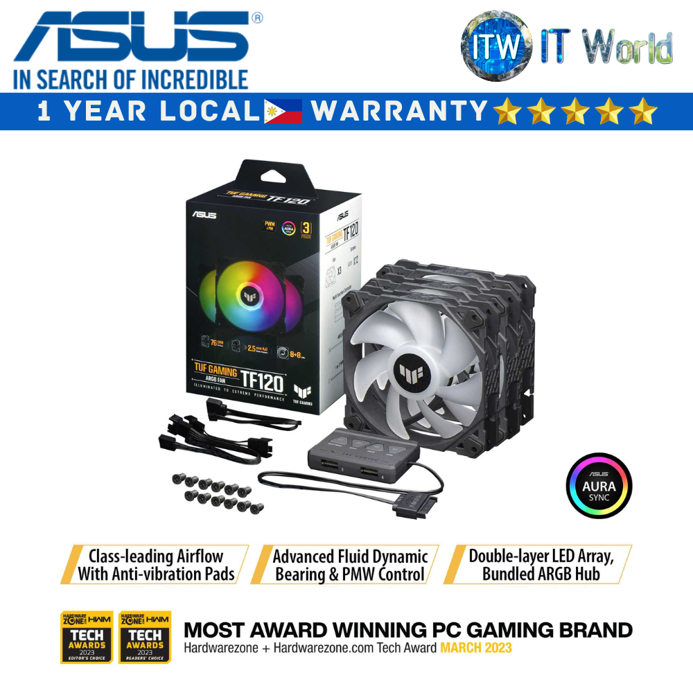 ASUS PC Fan TUF Gaming TF120 120mm ARGB - Triple Pack (Black)