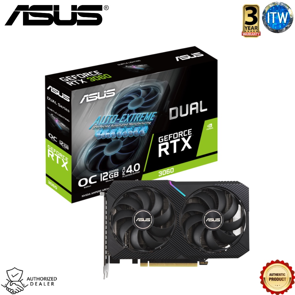 ITW | Asus Dual Geforce RTX 3060 V2 OC 12GB GDDR6 Graphic Card (DUAL-RTX3060-O12G-V2)