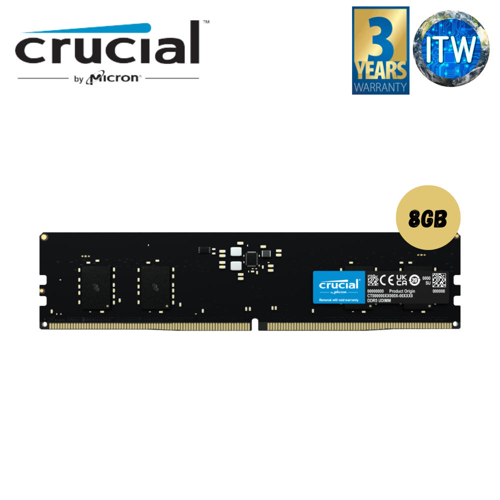 Crucial RAM 8GB DDR5 4800MHz UDIMM CL40 Desktop Memory CT8G48C40U5