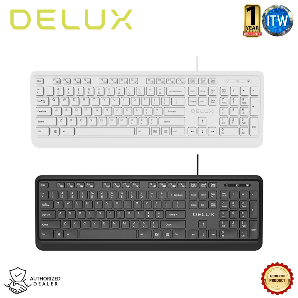 Delux KA190U - 104 Keys, USB2.0, Wired Multimedia Keyboard