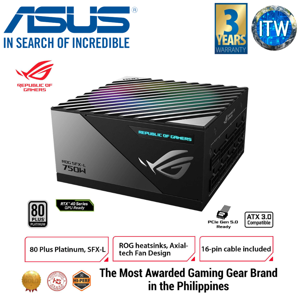 ASUS ROG Loki SFX-L 750W Platinum (Fully Modular Power Supply, 80+ Platinum, Lambda A Certified, 120mm PWM ARGB Fan, Aura Sync, ATX 3.0 Compatible, PCIe 5.0 Ready, 10 Year Warranty)