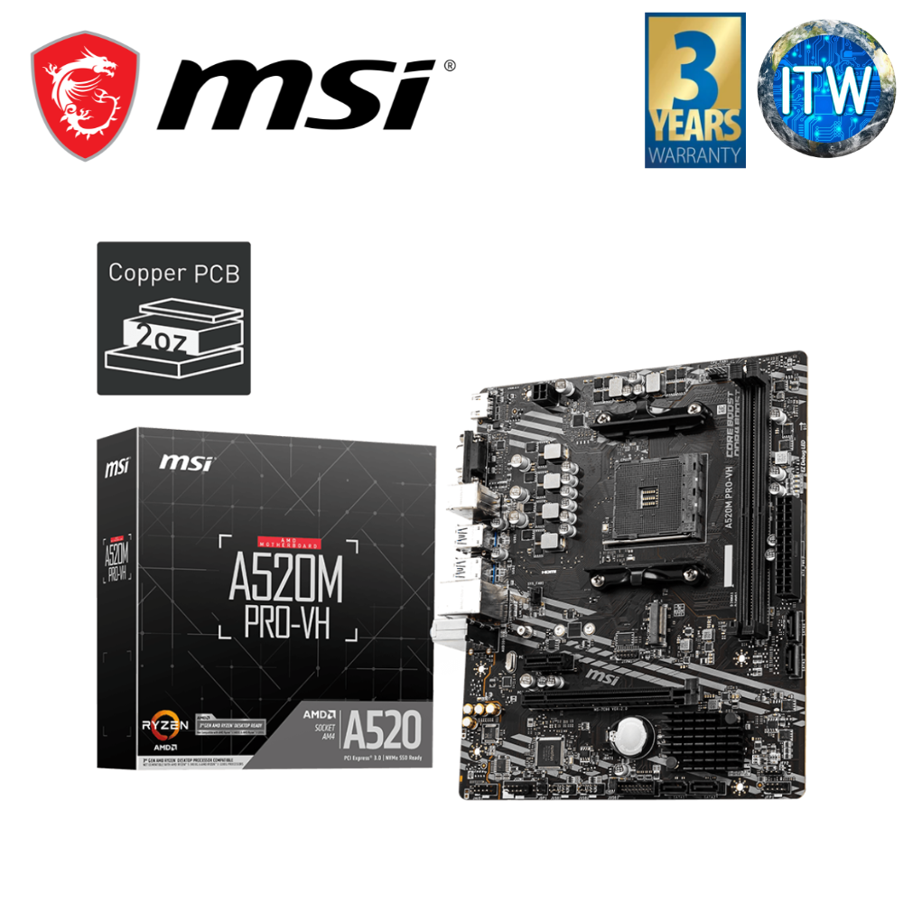 MSI A520M Pro-VH mATX AM4 DDR4 Motherboard