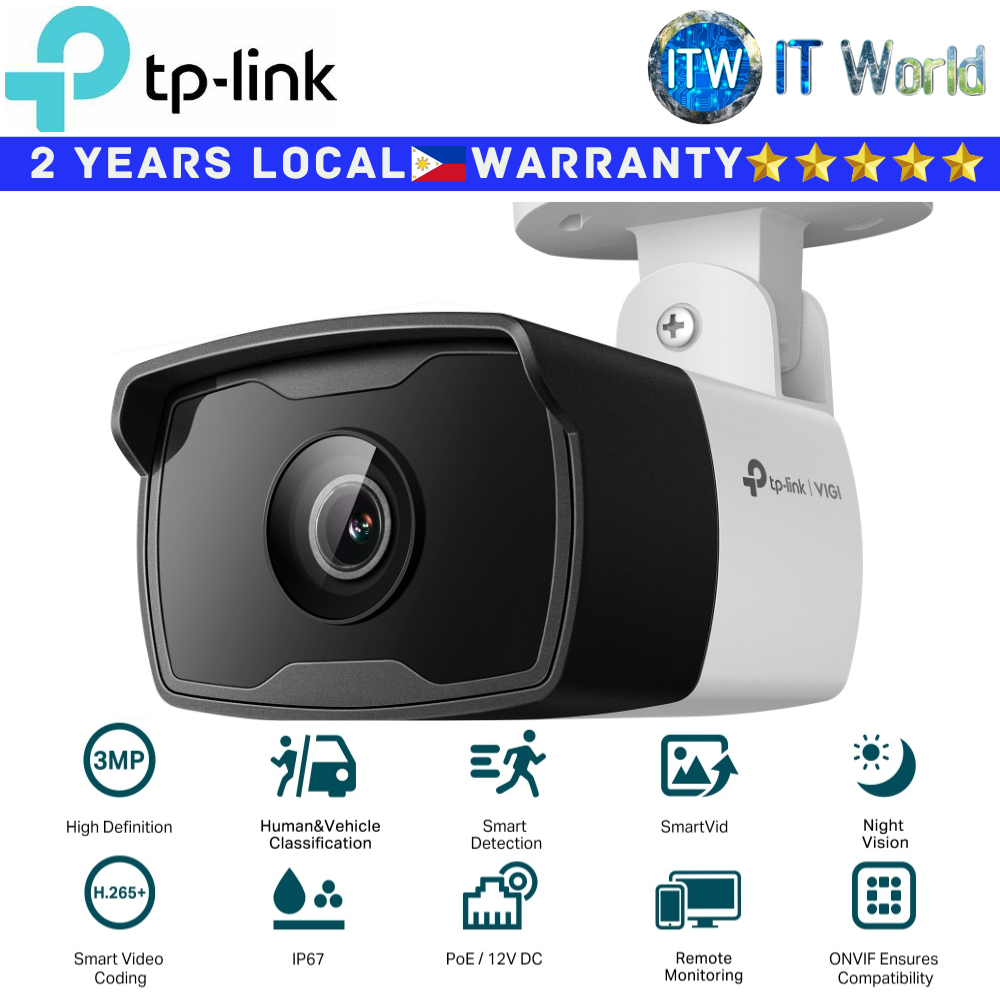 TP-Link Camera VIGI C330I Outdoor IR Bullet Network 3MP High-Definition IP67 Night Vision