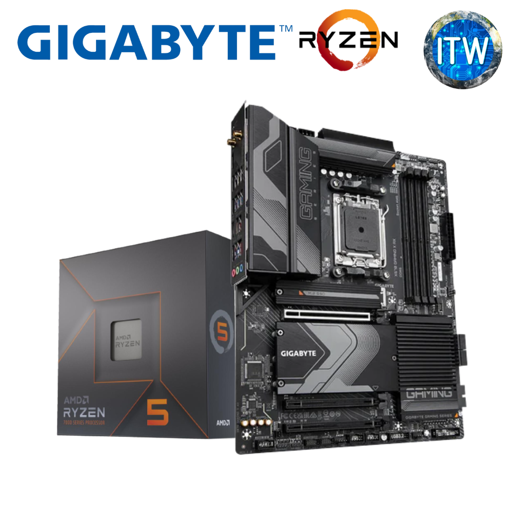 AMD Ryzen 5 7600X - 6-Core 4.7 GHz - Socket AM5 - 105W Desktop Processor without Cooler and Gigabyte X670 Gaming X AX DDR5 ATX AMD AM5 Motherboard Bundle