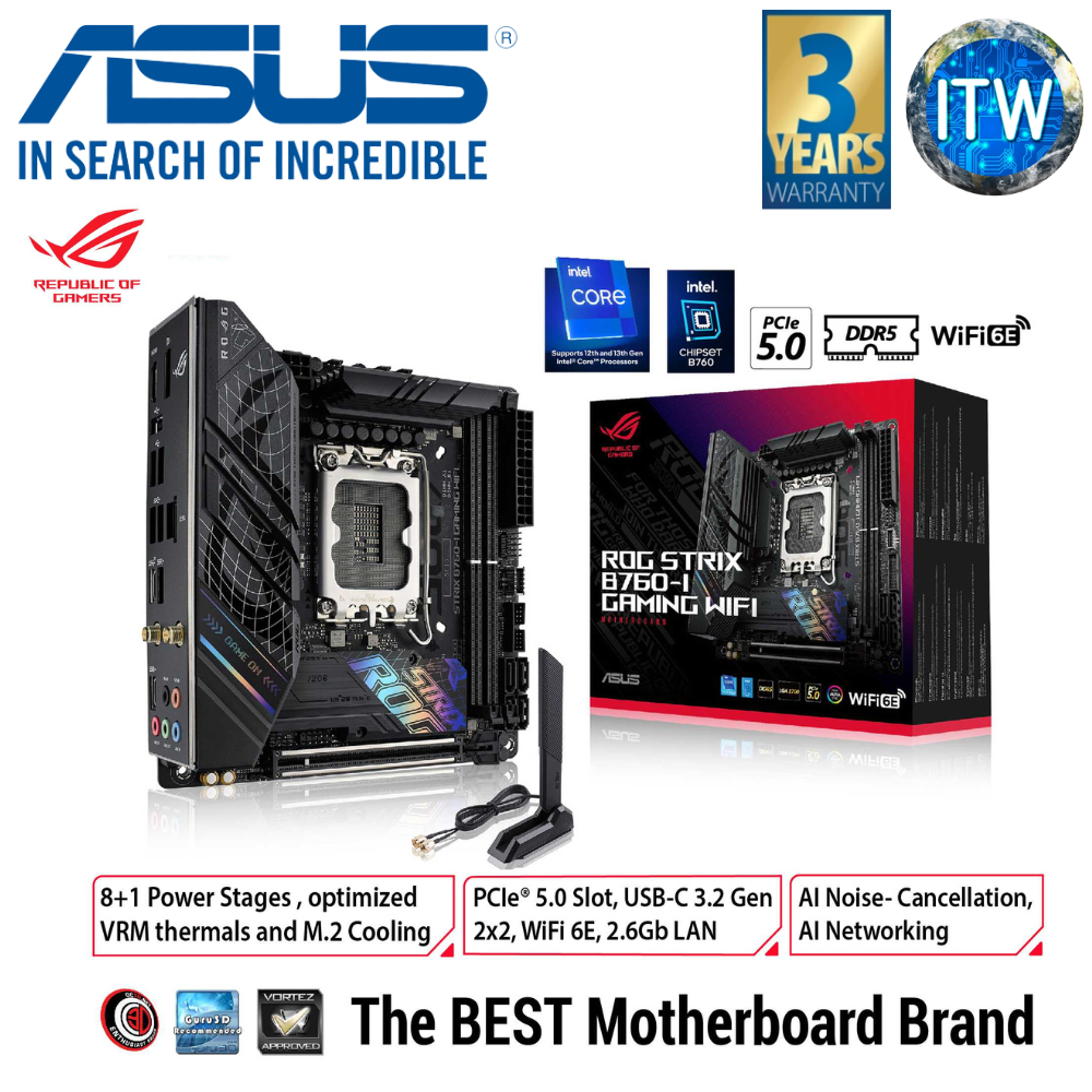 ASUS ROG Strix B760-I Mini-ITX LGA1700 DDR5 Gaming Wifi Motherboard