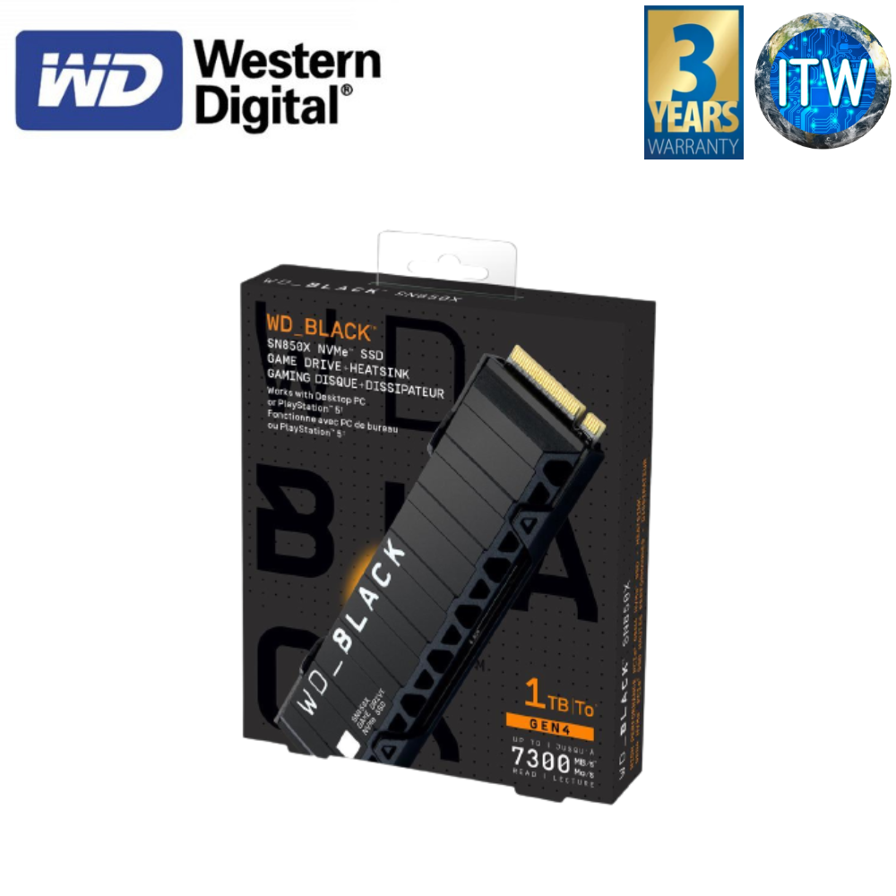 Western Digital WD Black SN850X NVMe Gen4 PCIe M.2 2280 Internal SSD with heatsink (1TB/2TB)