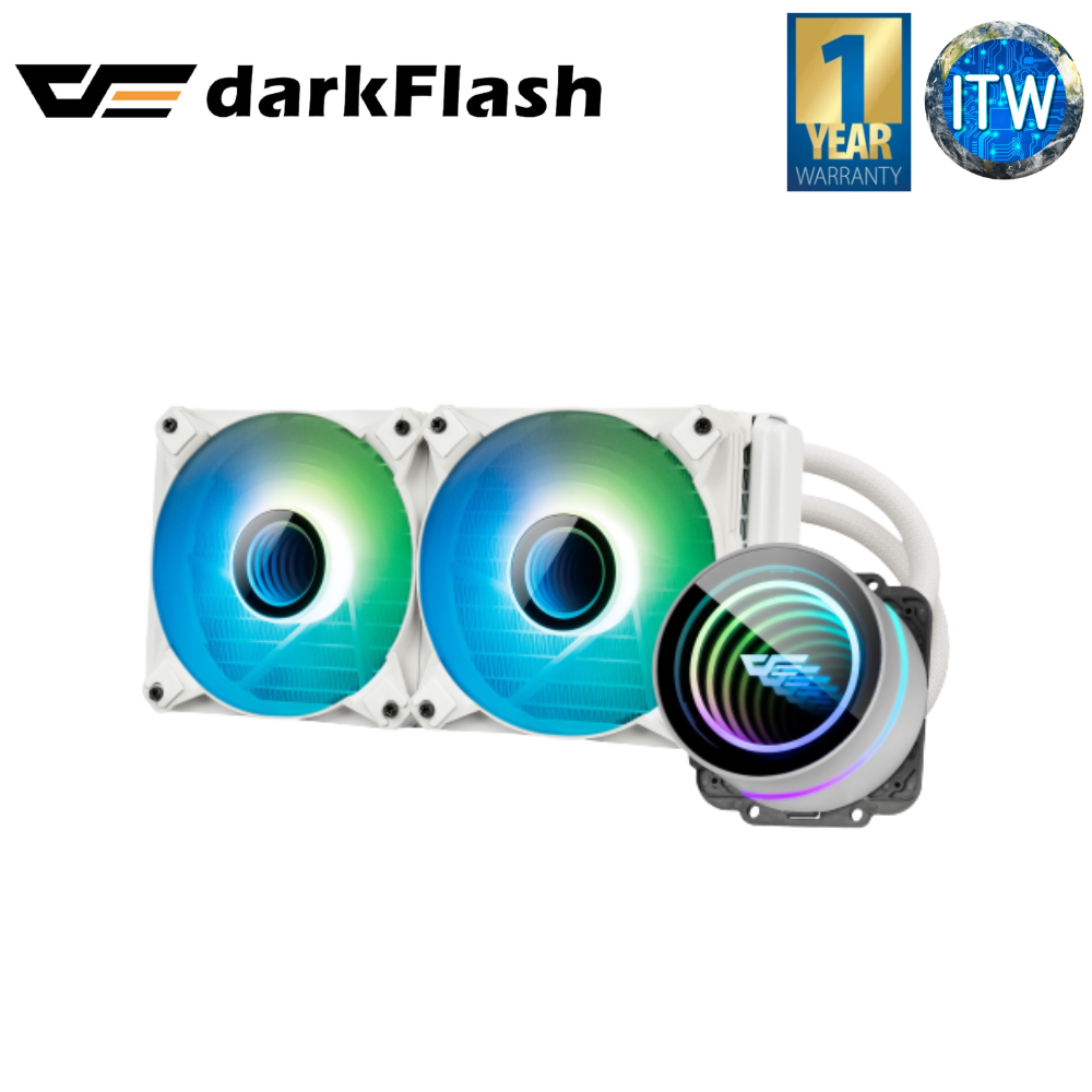 Darkflash Twister DX240 V2.6 Liquid CPU Cooler (Black and White)