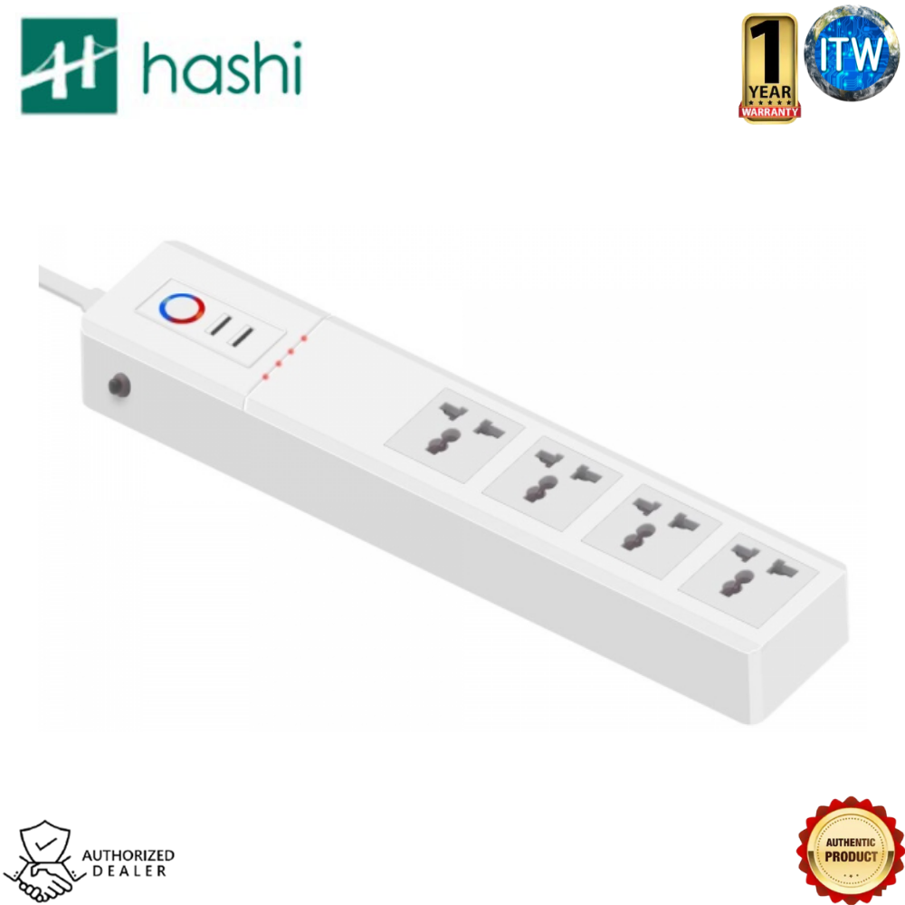Hashi Smart Wi-Fi 16A Surge Protector, Wi-Fi Power Strip, USB-Port w/ Amazon Alexa (SM-SO306M)