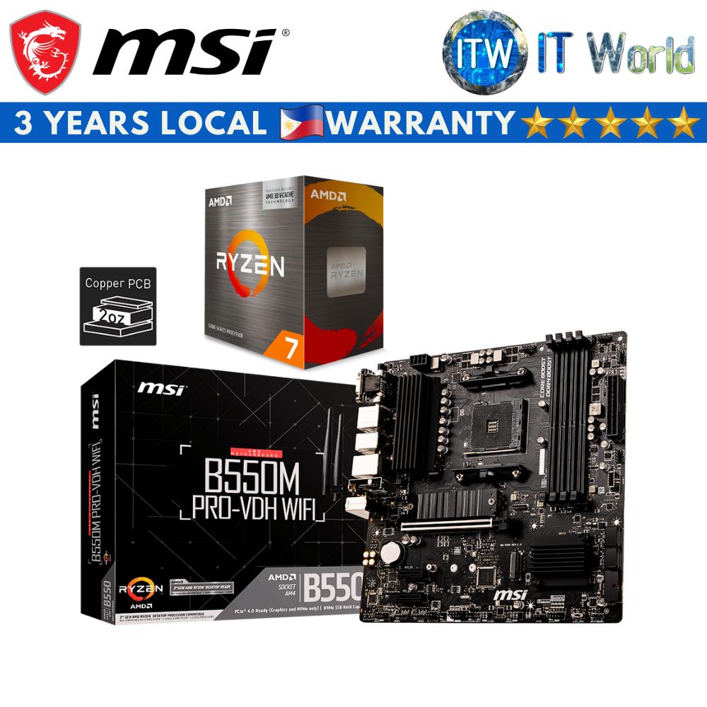 AMD Ryzen 7 5800X3D Processor without Cooler and MSI MAG B550M Pro-VDH Wifi Motherboard