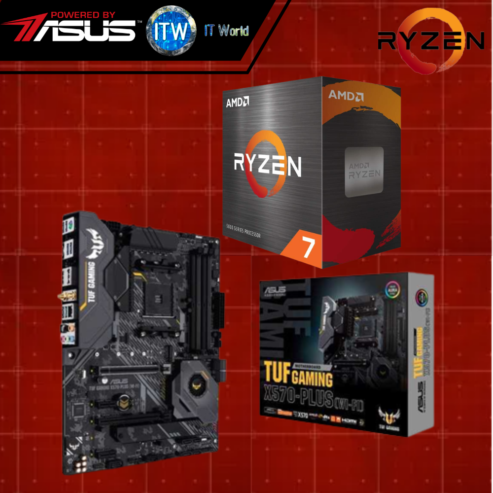 AMD Ryzen 7 5800X Desktop Processor with ASUS TUF Gaming X570-Plus (Wi-Fi) Motherboard Bundle