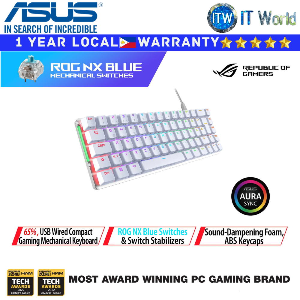 ASUS Wired Mechanical Gaming Keyboard ROG M602 Falchion Ace White Ergonomic (NX Blue Switch)