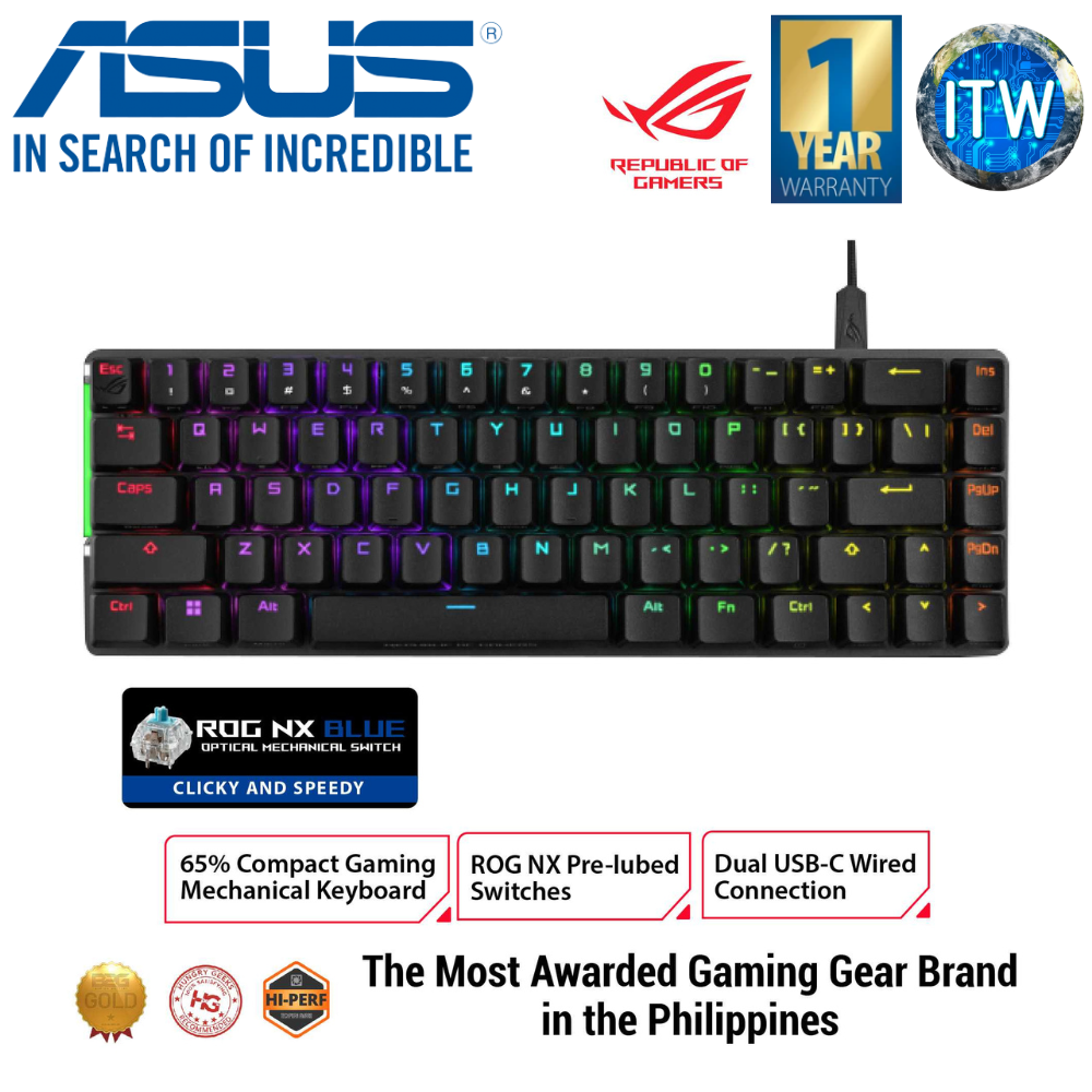 ITW | ASUS ROG Falchion Ace 65% Mechanical Gaming Keyboard-Black (NX Blue/NX Red)