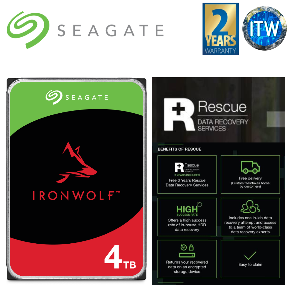 Seagate Hard Drive HDD Ironwolf 4TB 3.5&quot; NAS SATA 6Gb/s Internal (ST4000VN006)