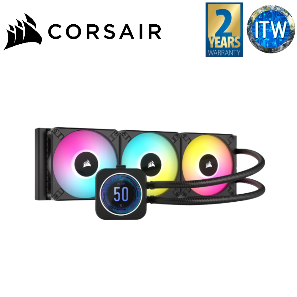 ITW | Corsair iCUE H150i Elite LCD XT 360mm RGB Liquid CPU Cooler-Black (CS-CW-9060075-WW)