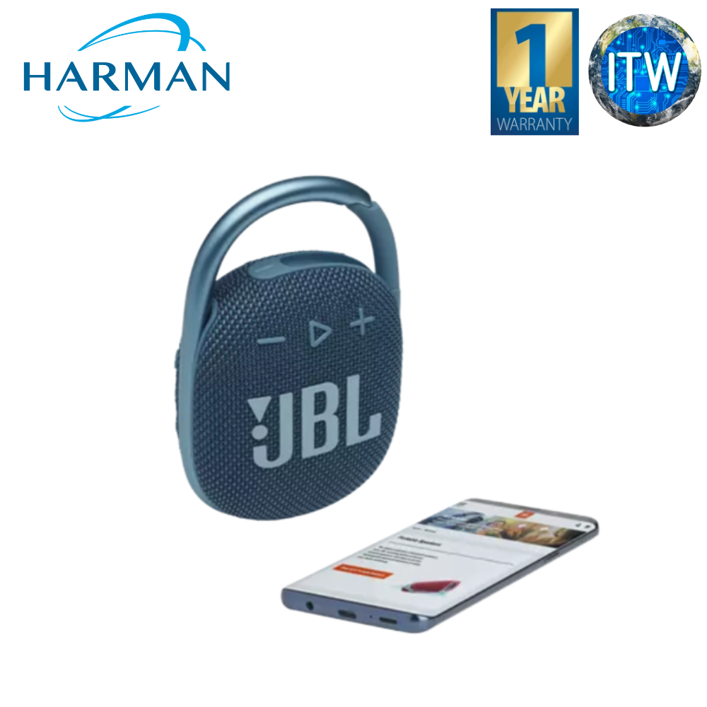 JBL Harman Bluetooth Speaker Clip4 Portable  (Blue/Blue Pink/Teal/Orange/BLK Orange/Red/Pink)(Blue)