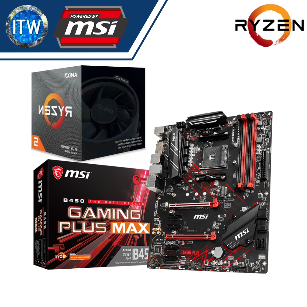 AMD Ryzen 5 3600 Desktop Processor with MSI B450 Gaming Plus Max Motherboard Bundle