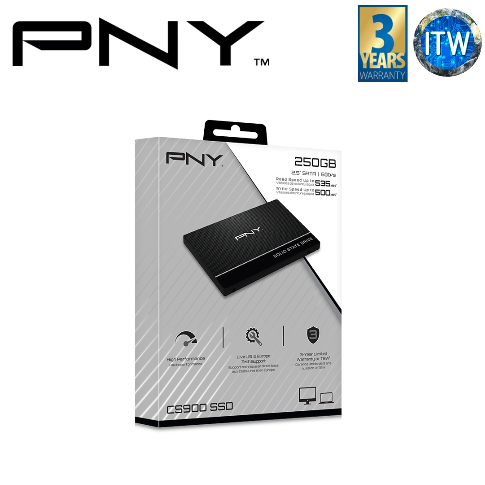 PNY 250GB SSD 2.5&quot; SATA III SSD CS900 Internal SSD (SSD7CS900-250-RB)