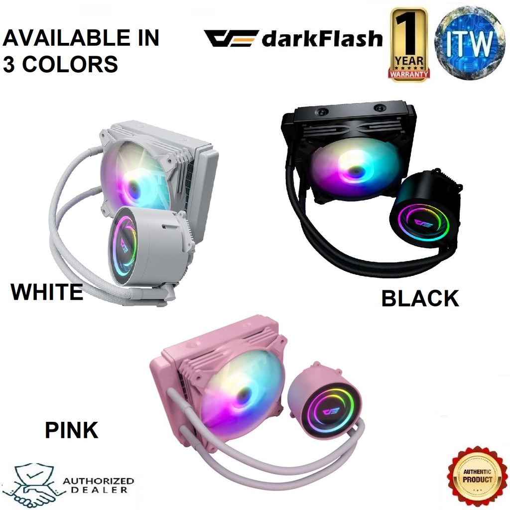 DarkFlash DX-120 ARGB AIO 120mm LIQUID CPU Cooler (Black and White)