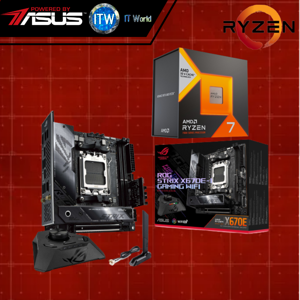 AMD Ryzen 7 7800X3D Desktop Processor w/ ASUS ROG Strix X670E-I Gaming WiFi Motherboard Bundle