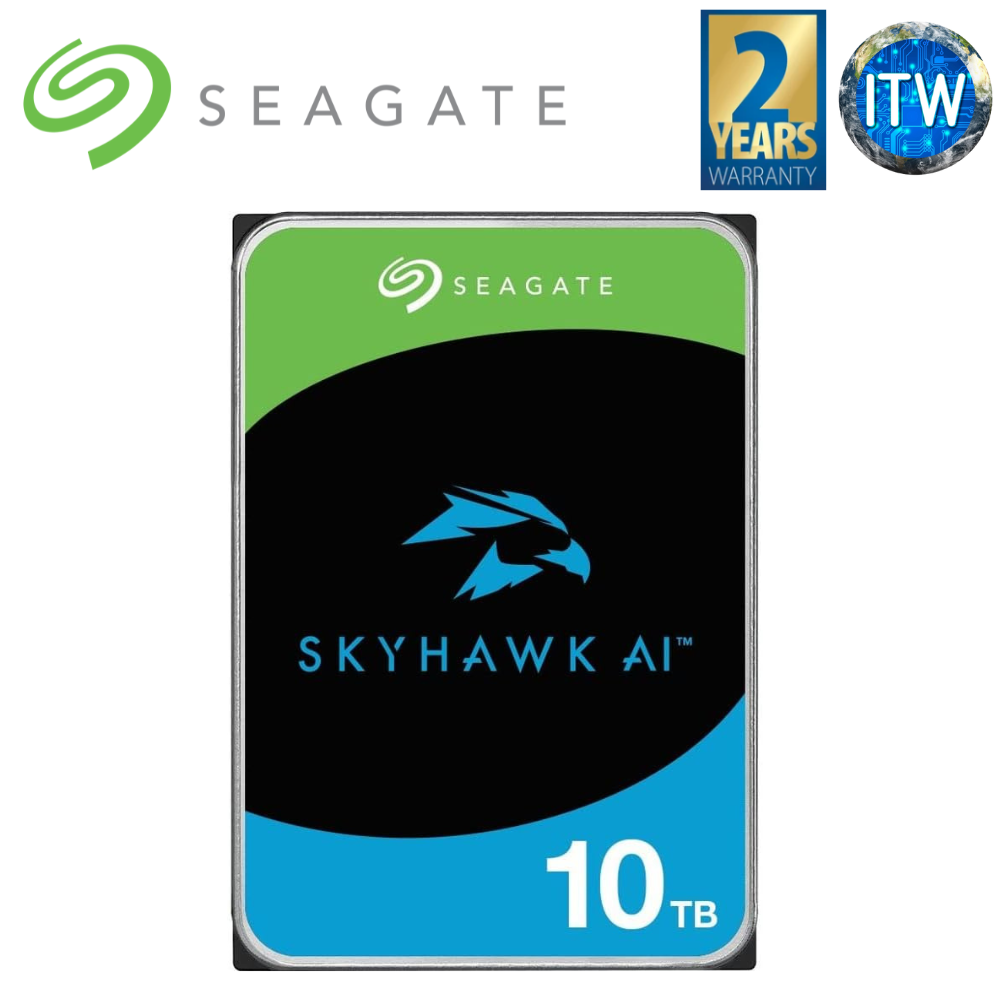 Seagate Hard Drive HDD Skyhawk AI 10TB 256MB 7200RPM SATA 6Gb/s Internal (ST10000VE001)