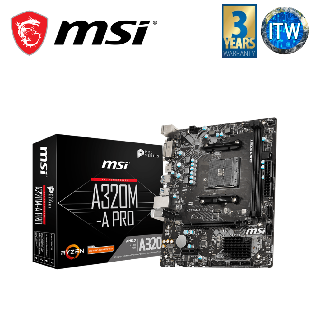 MSI A320M-A Pro micro-ATX AM4 DDR4 Motherboard