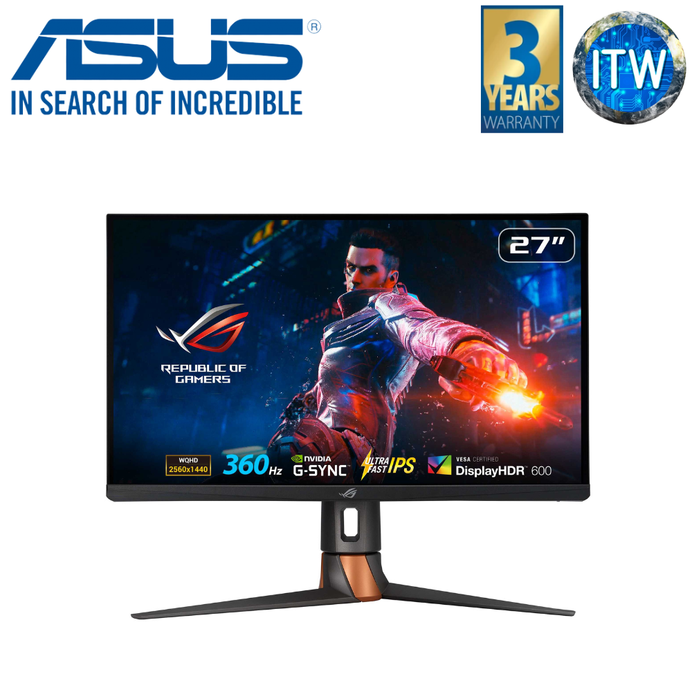 ITW | ASUS ROG Swift 360Hz PG27AQN NVIDIA® G-SYNC® esports Gaming Monitor – 27‑inch QHD (2560 x 1440), NVIDIA® Reflex Analyzer, Ultrafast IPS, esports dual-mode, 1 ms (GTG), DisplayHDR™ 600