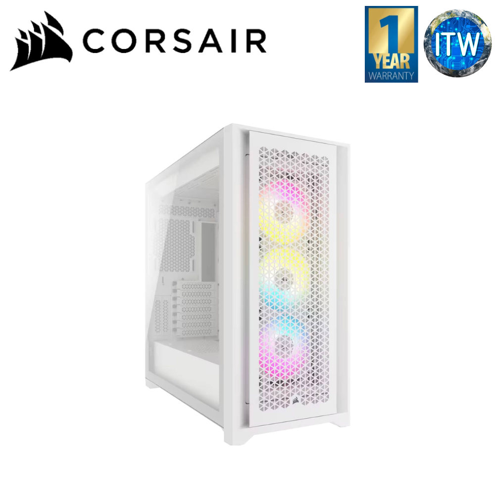 Corsair iCUE 5000D RGB Airflow Tempered Glass Mid-Tower PC Case (True White)