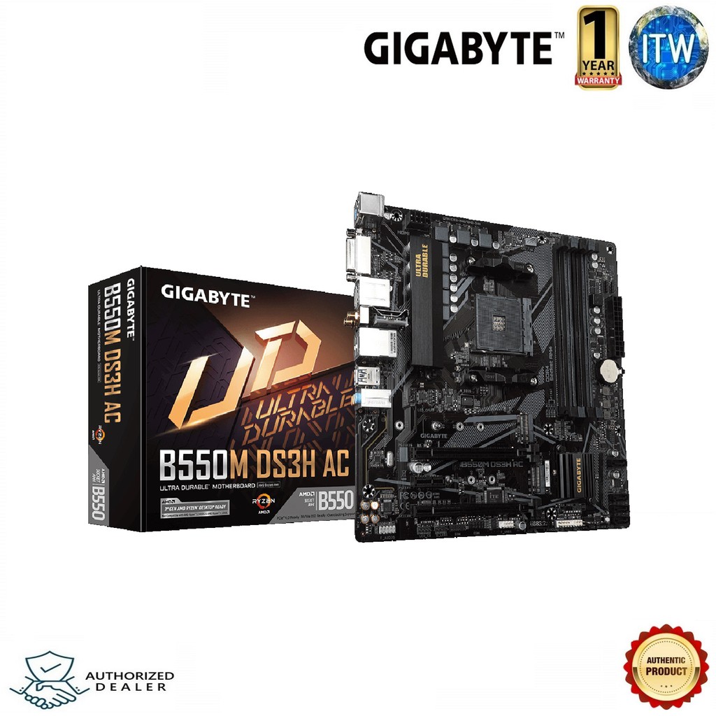 Gigabyte B550M DS3H AC microATX AM4 DDR4 Motherboard (rev 1.7)