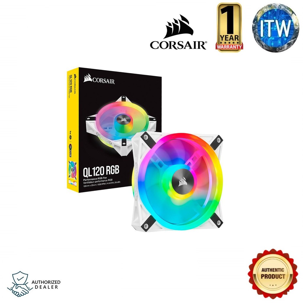 Corsair iCUE QL120 RGB 120mm PWM White Fan — Single Pack (CO-9050103-WW)