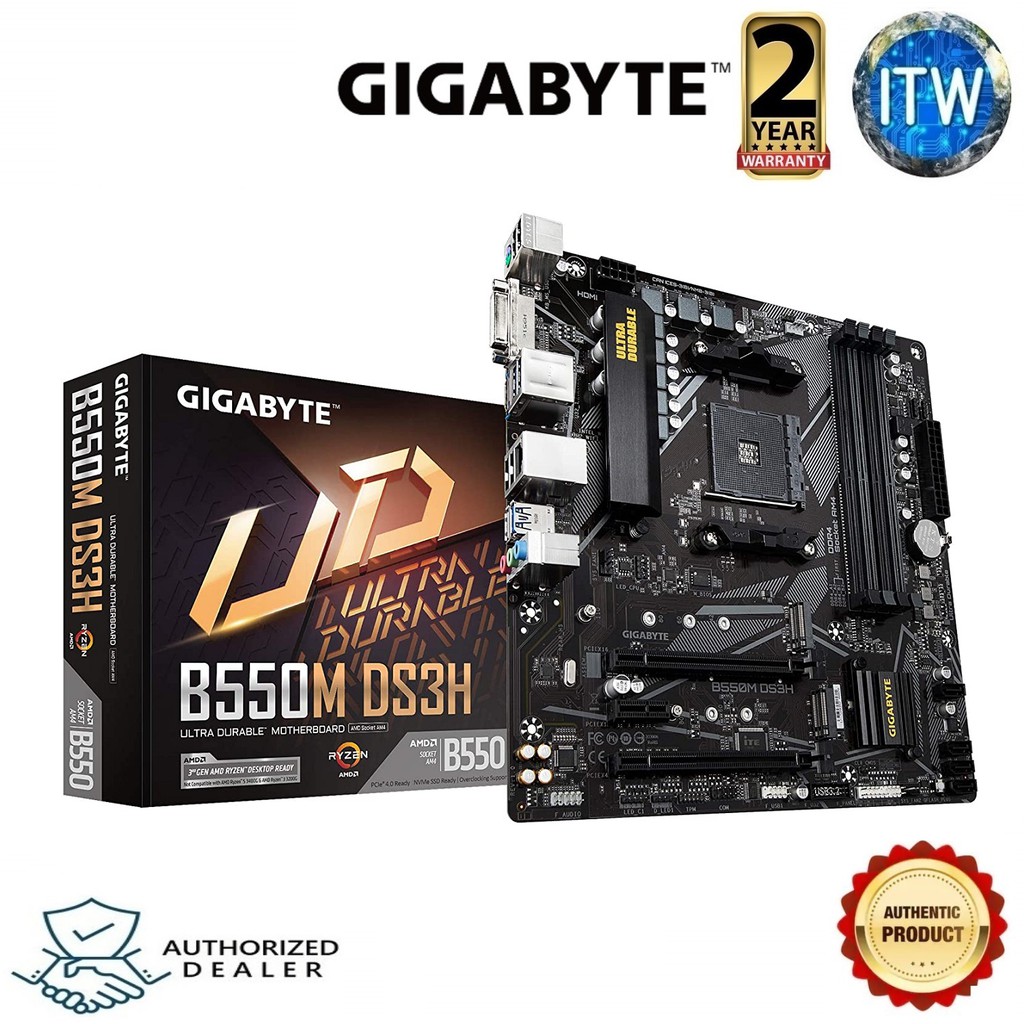 ITW | Gigabyte B550M DS3H micro-ATX AM4 DDR4 Motherboard (rev 1.4)