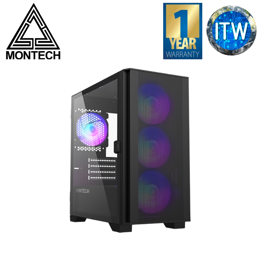 Montech Air 100 ARGB Mini Tower Tempered Glass PC Case (Black)