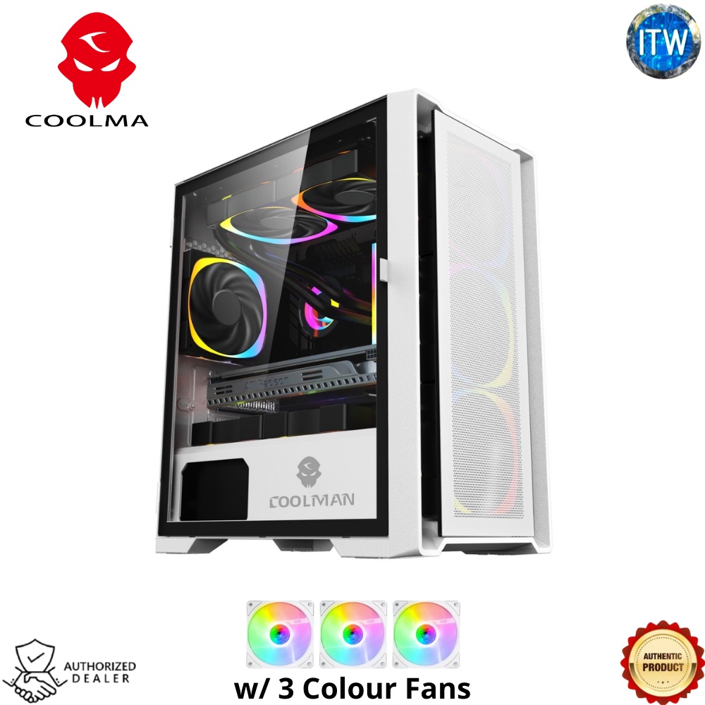 Coolman Ruby PC Cases with 3 Colour Fans (Black)