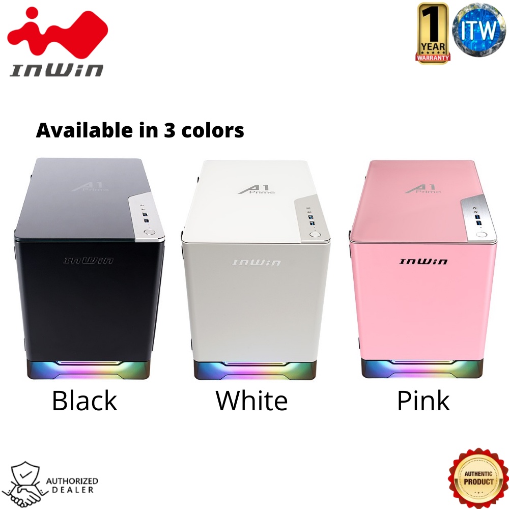 Inwin A1 Prime Mini-ITX Tower PC Case - Black / White / Pink