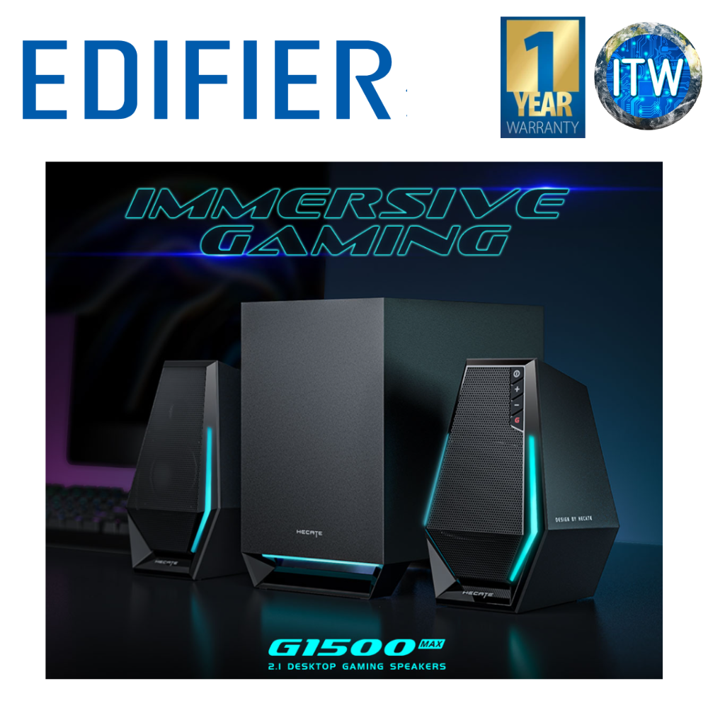 ITW | Edifier G1500 Max 2.1 Bluetooth 5.3 | 3.5mm AUX | RGB LED Desktop Gaming Speakers