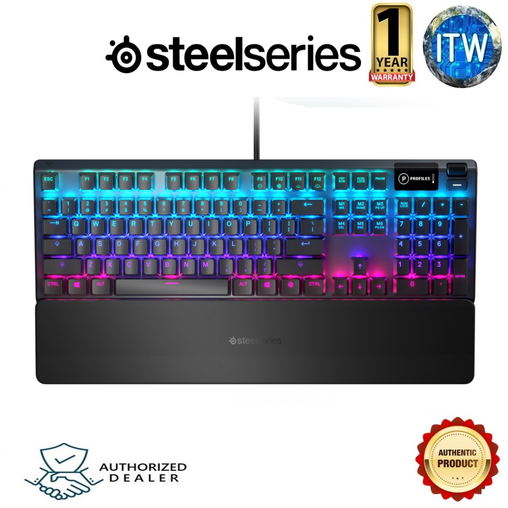 SteelSeries Apex 5 Hybrid Mechanical Gaming Keyboard – Per-Key RGB Illumination – Aircraft Grade Aluminum Alloy Frame – OLED Smart Display (Hybrid Blue Switch)