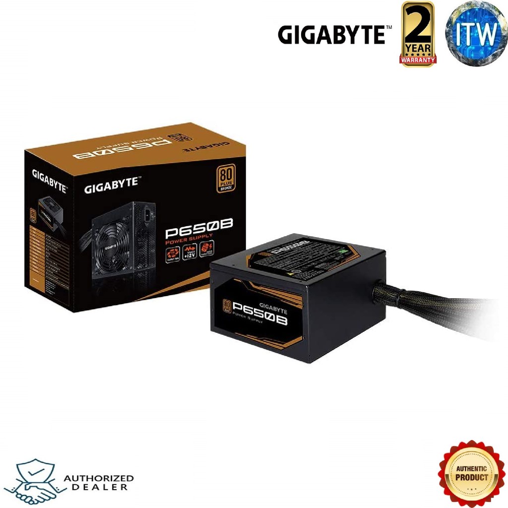 Gigabyte P650B 80 Plus Bronze 650W, Quiet hYB Fan, Active Power Protection, Power Supply