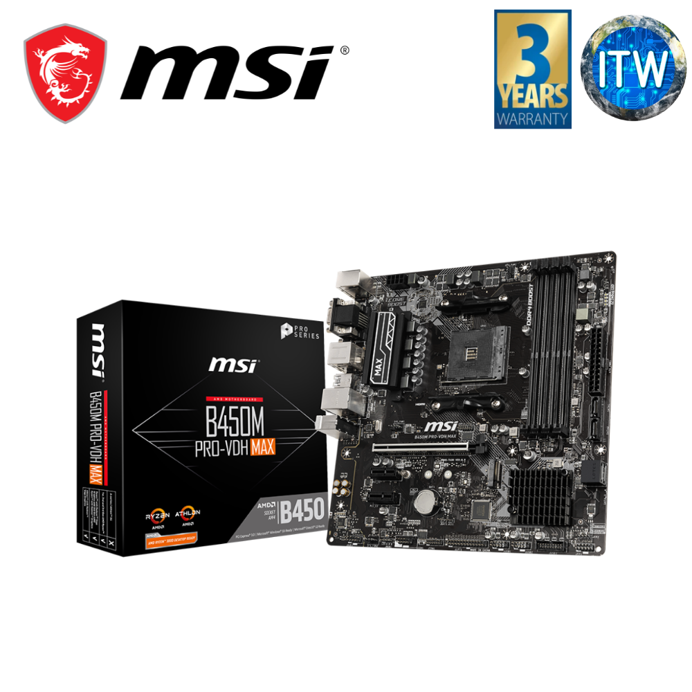 MSI B450M Pro-VDH Max micro-ATX AM4 DDR4 Motherboard