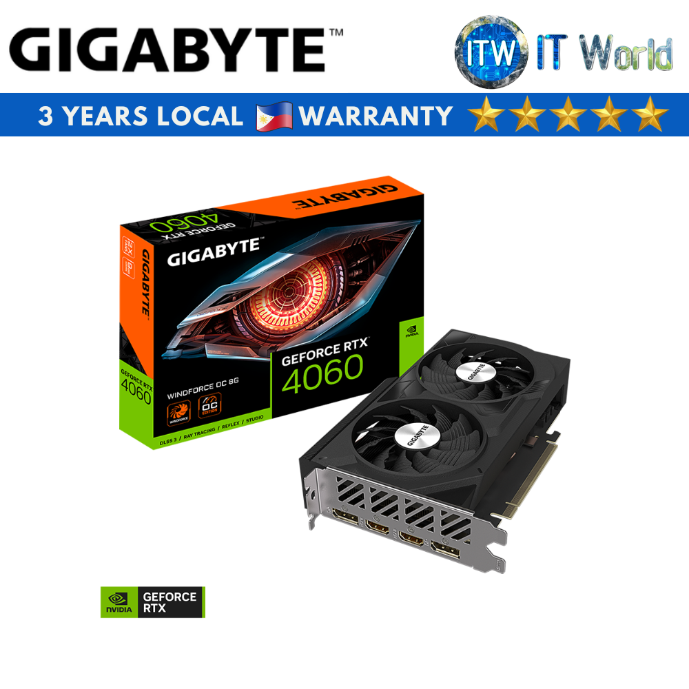Gigabyte Geforce RTX 4060 Windforce OC 8GB GDDR6 Graphics Card (GV-N4060WF2OC-8GD)