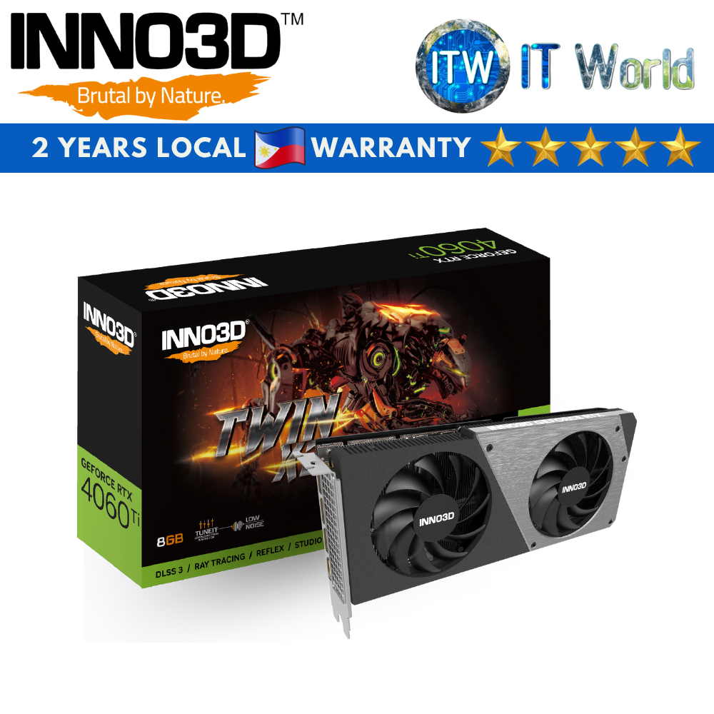 Inno3D Geforce RTX 4060 Ti Twin X2 8GB GDDR6 Graphics Card (N406T2-08D6-171153N)