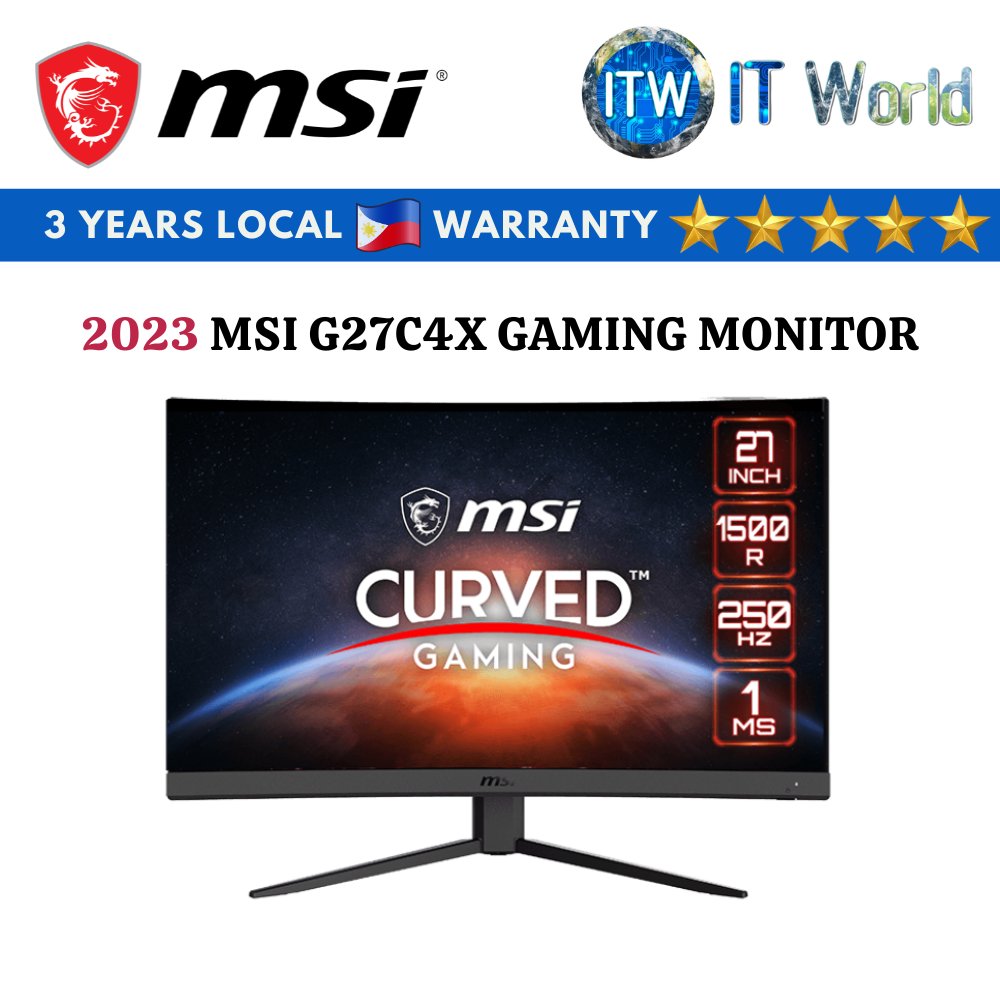 ITW | MSI G27C4X 27&quot; 1920x1080(FHD), 250Hz, VA, 1ms (MPRT), 1500R Curved Gaming Monitor (2023 Model)