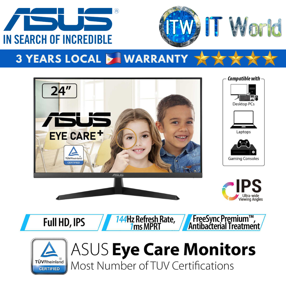 ASUS VY249HGE 24&quot; (1920 x 1080 FHD) / 144Hz / IPS / 1ms Flicker-free Gaming Monitor