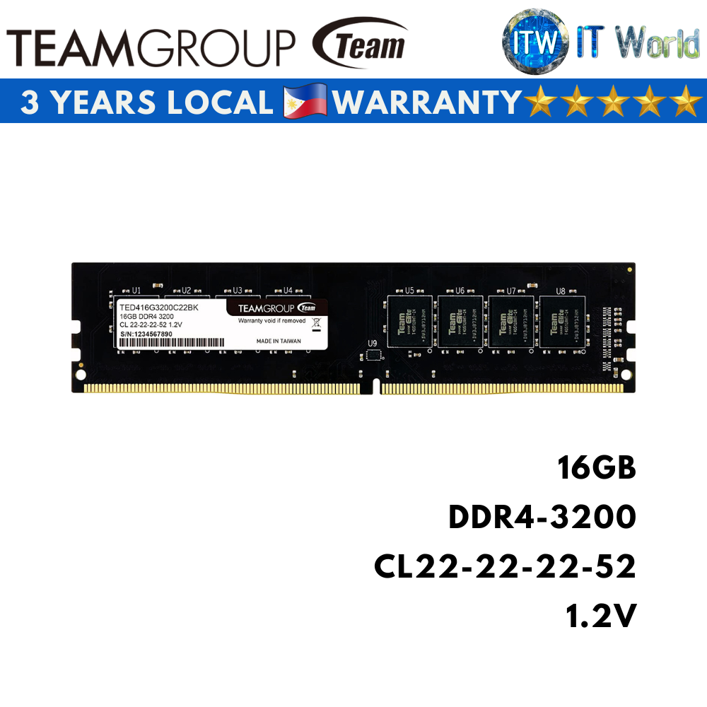 Teamgroup Elite DDR4-3200Mhz CL22-22-22-52 Desktop Memory (16GB)