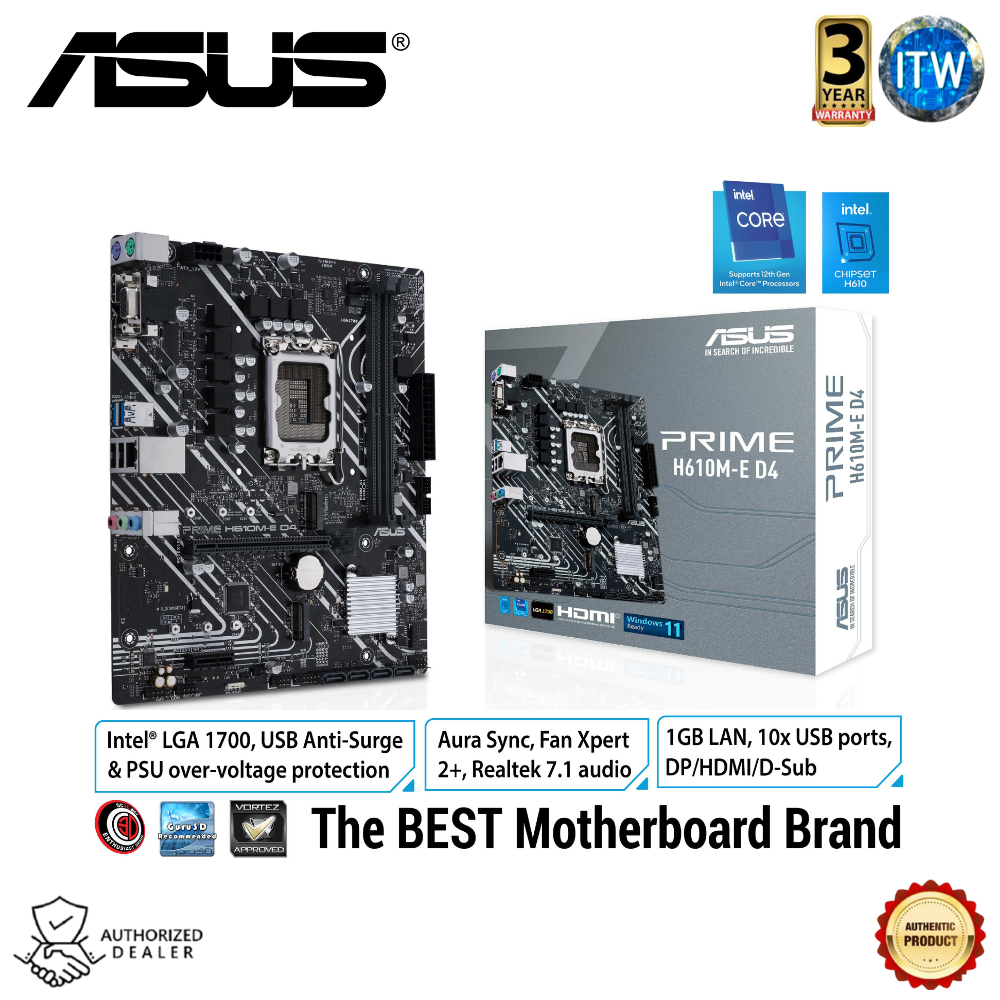 Asus Prime H610M-E D4 - Intel® H610 Chipset (LGA 1700) mATX Motherboard
