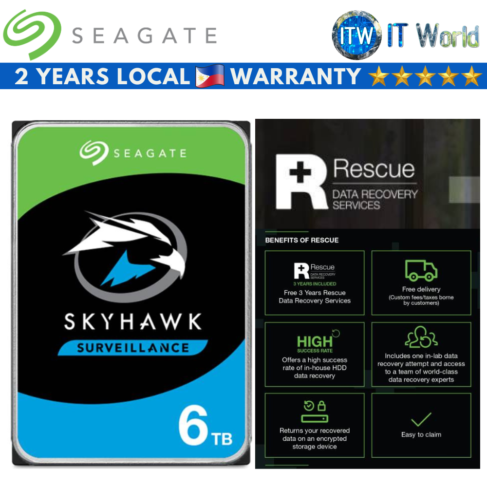 Seagate Skyhawk 6TB 256MB 3.5 SATA 6Gb/s Internal Hard Disk Drive (ST6000VX001)